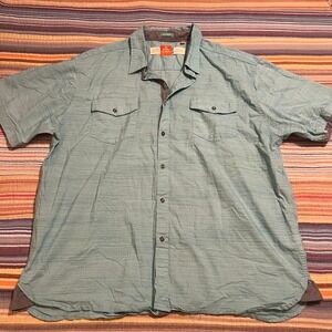 Free‎ Planet Mens Short Sleeve Button Up Shirt Blue Heathered Size 3X